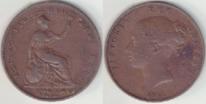 1851 Great Britain Penny (far colon) A004412